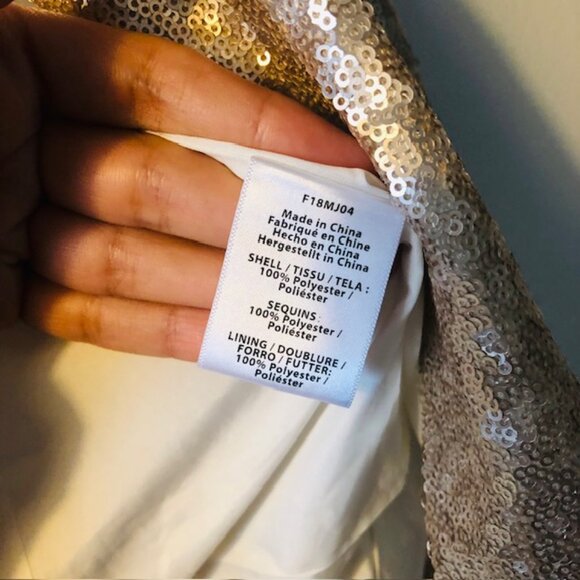 Zoe by Rachel Zoe Champagne Sequin Cropped Blazer Jacket, Size XS, Gold, Elegant - Picture 9 of 9